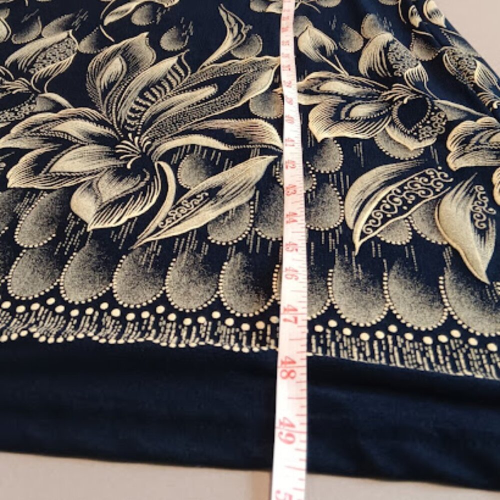 Vintage Superline USA Maxi Dress XL Gold Floral Navy Long Sleeve Elegant Beauty - Picture 11 of 13
